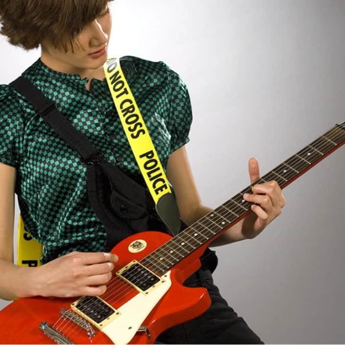 Массовая продажа классического дизайна Yellow Police Line Guitar Strap for Jazz, Electric