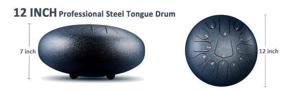 Size of handpan steel tongue drum