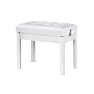 White Adjustable piano bench with case