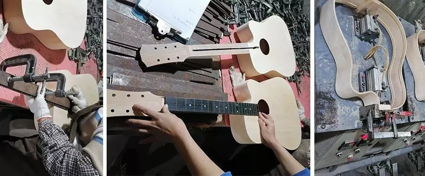 Guitarras chinas hechas en fábrica.