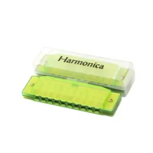 Green Children's harmonica with box