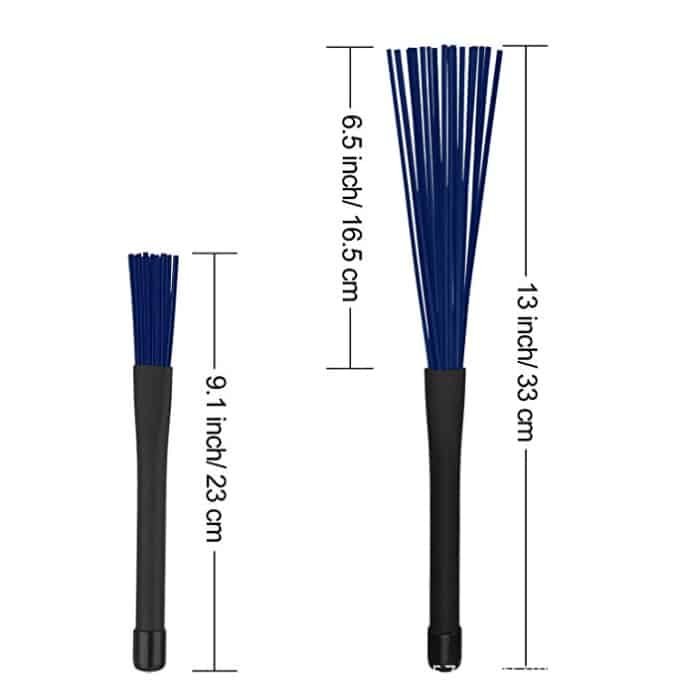 Bâton de brosse à tambour métallique rétractable télescopique Classic Jazz, nylon bleu