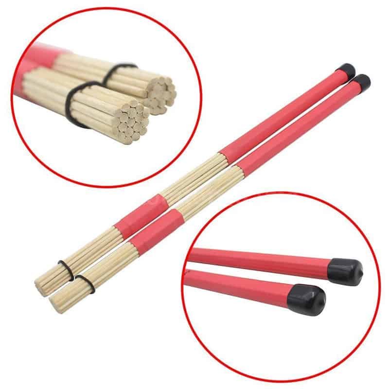 nobrands Samfox 1 par de cepillos de Tambor de bambú prácticos Amarillo Varillas Accesorio para Instrumentos Musicales Baquetas 