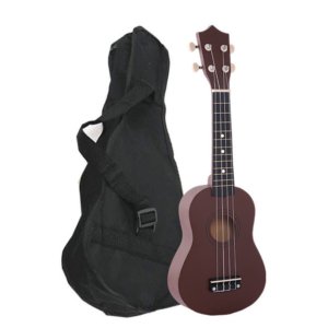 brown ukulele with case