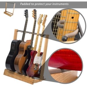 Guitar Rack for Multiple Guitars, Hardwood Guitar Stand Folding Guitar  Floor Rack, Soft Padded Guitar Display Holder, for 6 Electric or Bass  Guitars