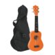 orange ukulele with case