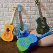 wooden toy musical instruments DIY ukulele