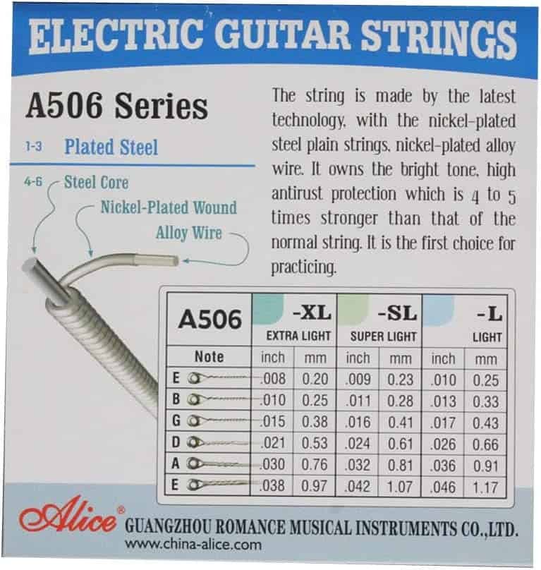 Alice guitar string size