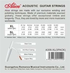 Alice acoustic steel guitar strings