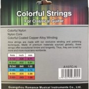 cordas de guitarra clássicas coloridas