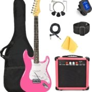 Kit de guitarra eléctrica rosa de 39 pulgadas.