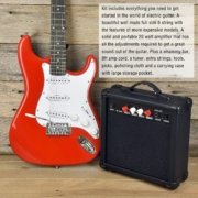 Kit débutant de guitare électrique rouge pleine grandeur de 39 pouces