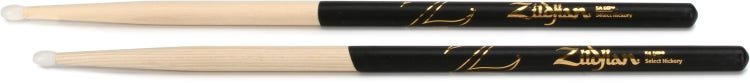 zildjian hickory dip series drumsticks 5a nylon tip black 1