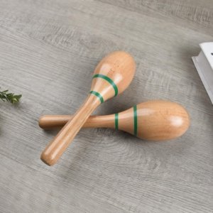 maracas en bois naturel