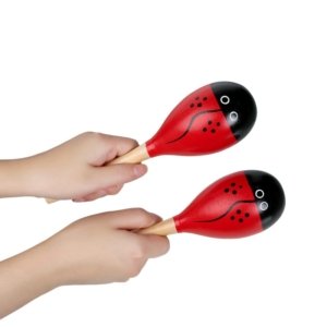 Maracas en bois coccinelle