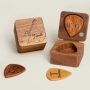 Wood Guitar Pick Organizer Music Gift