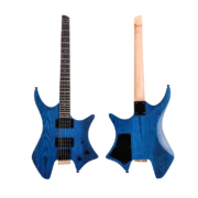 Blaue kopflose E-Gitarre